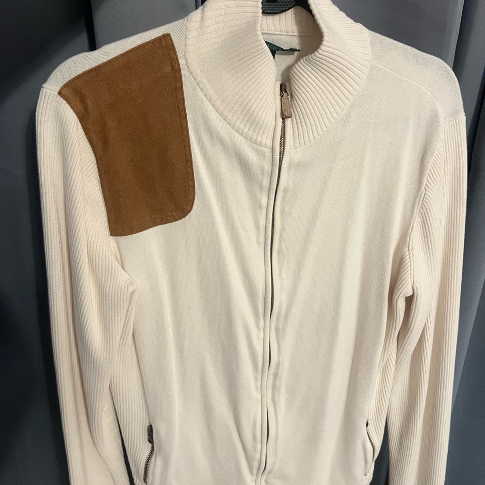 Ralph Lauren Cream Sweater with Brown Accent